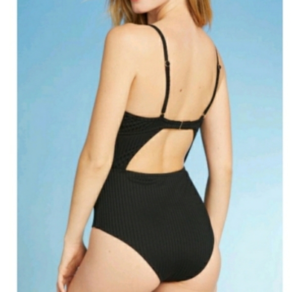 HIGH RISE RIBBED ONE PIECE SWIMSUIT - Picture 2 of 2